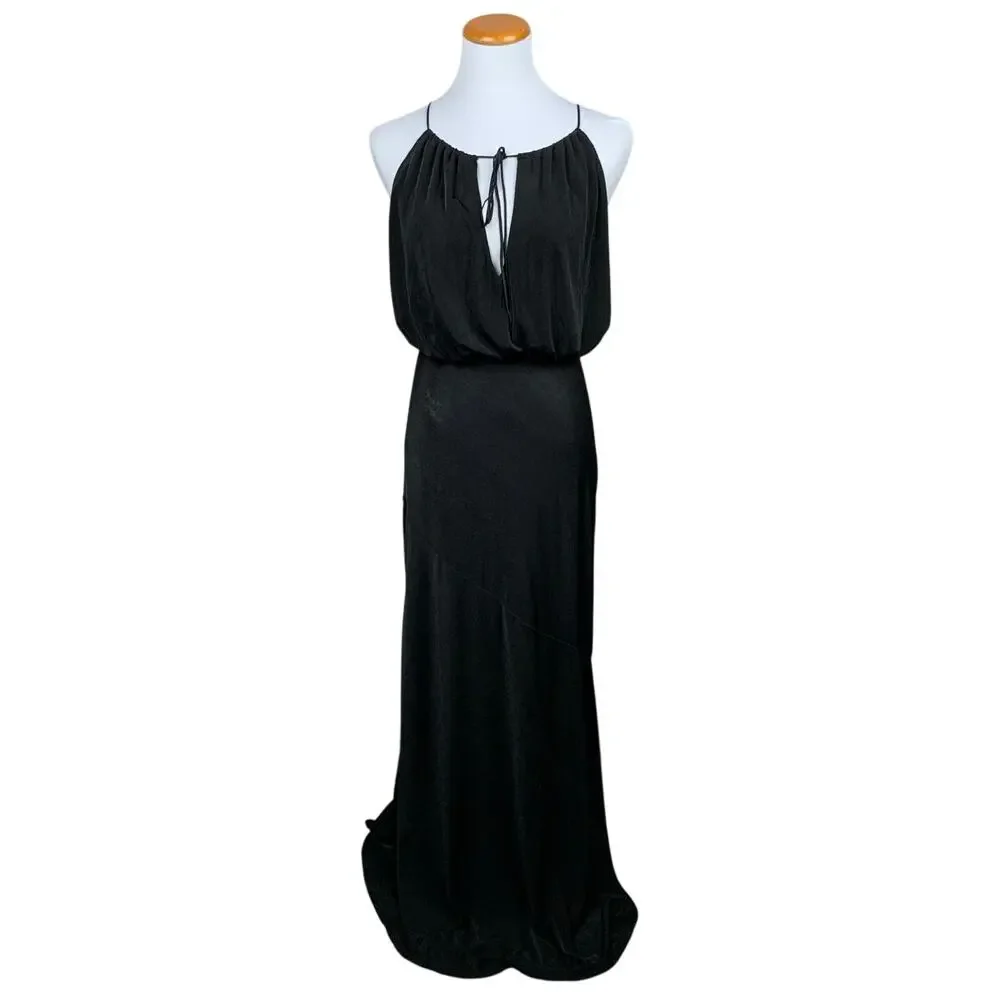 Reformation Maxi Dress Black Sleeveless Blouson Women's S Evening Formal